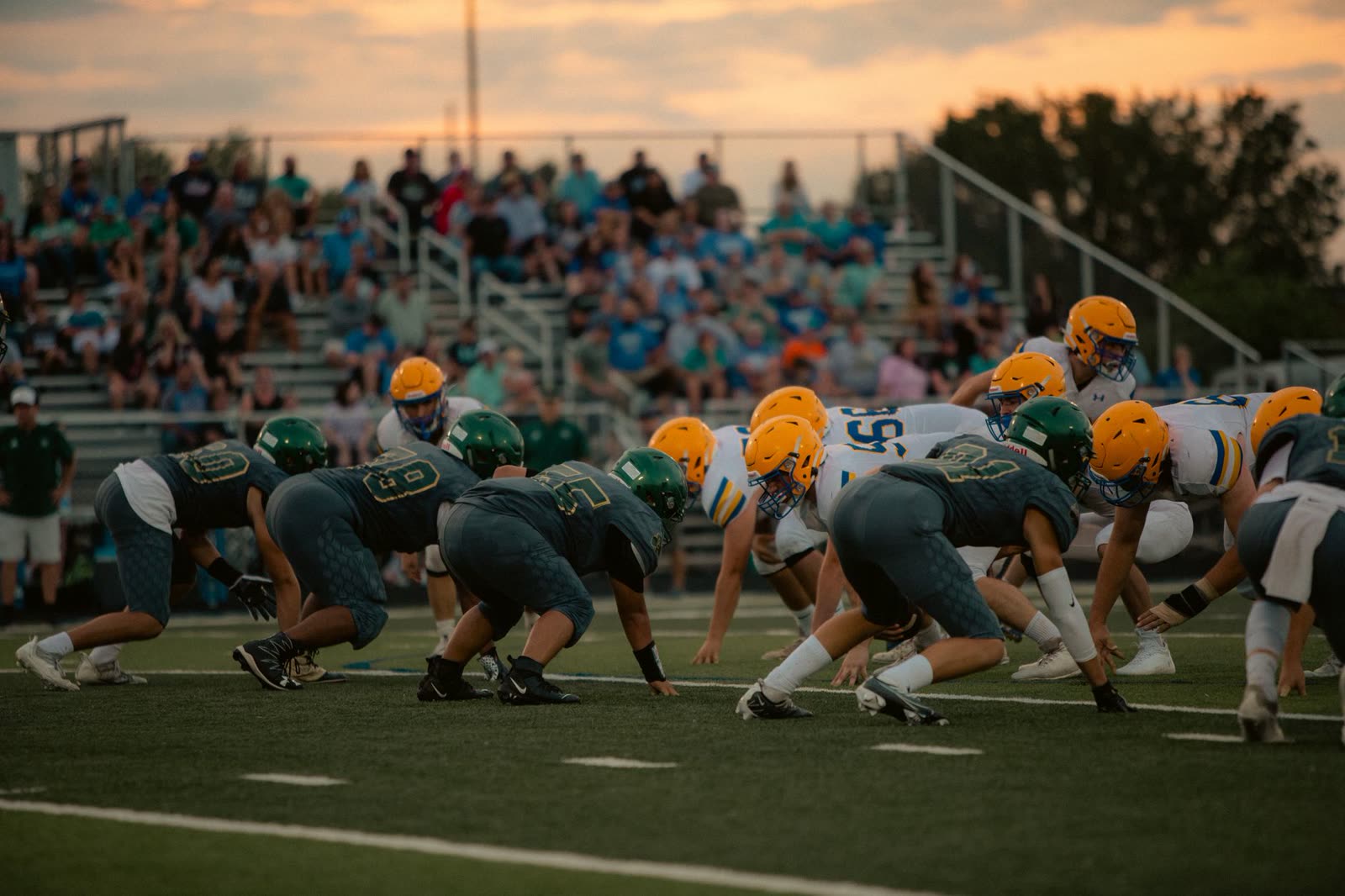 high school football field at night