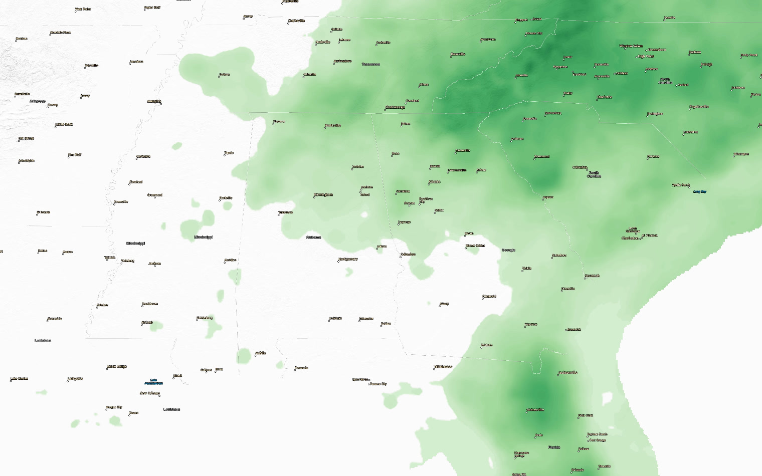 Forecast rainfall over the next six hours
