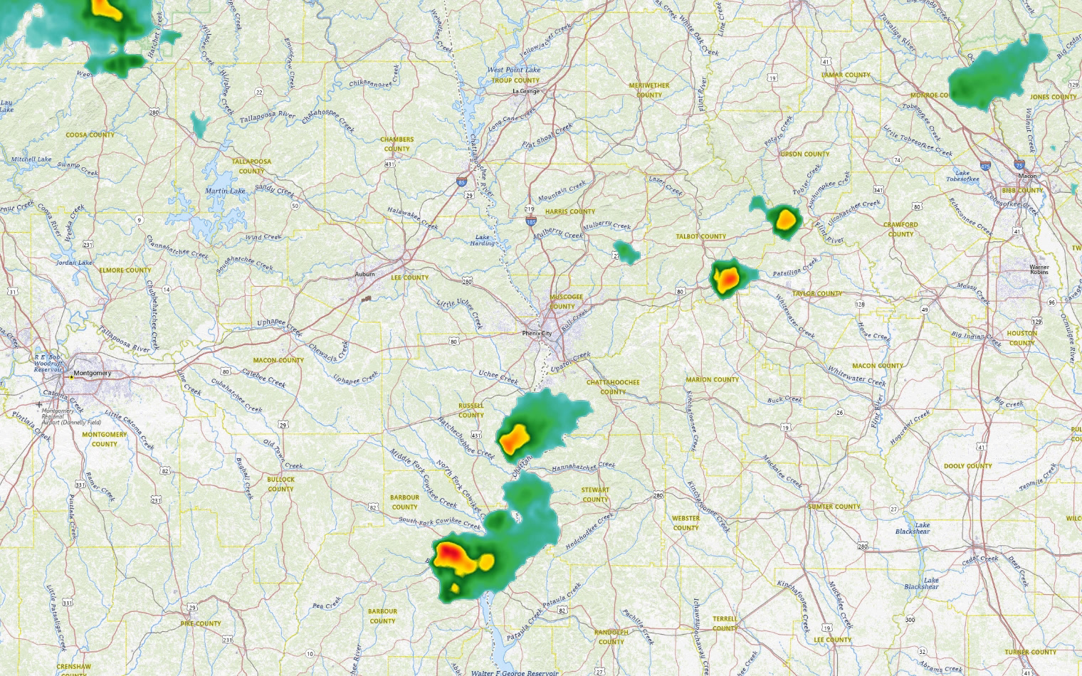 Live CNAW radar over the viewing area